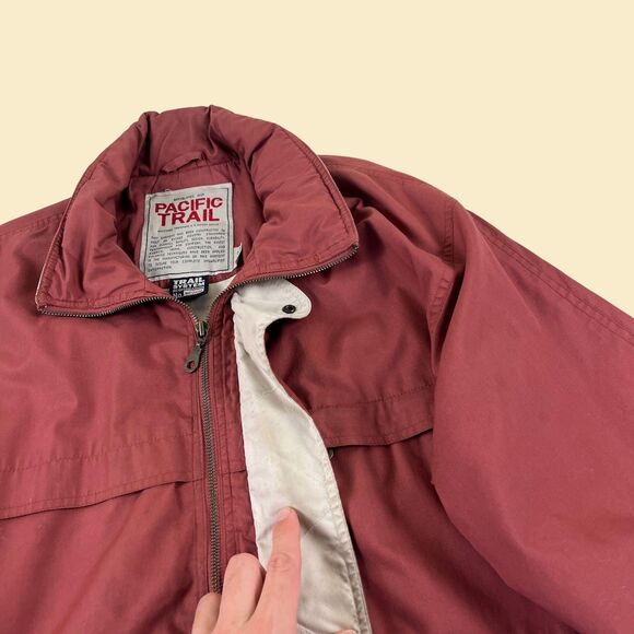 90s M hooded windbreaker by Pacific Trail, vintage burgundy outdoors mens jacket - Picture 7 of 10